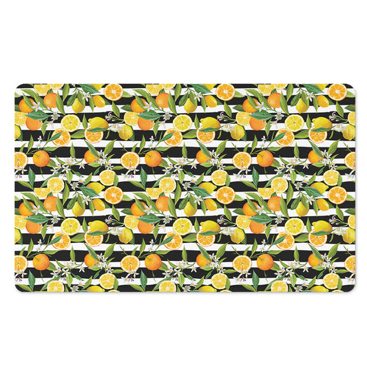 Orange And Lemon Striped Pattern Print Polyester Doormat