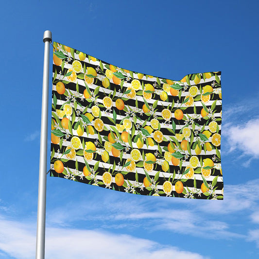 Orange And Lemon Striped Pattern Print Polyester Flag
