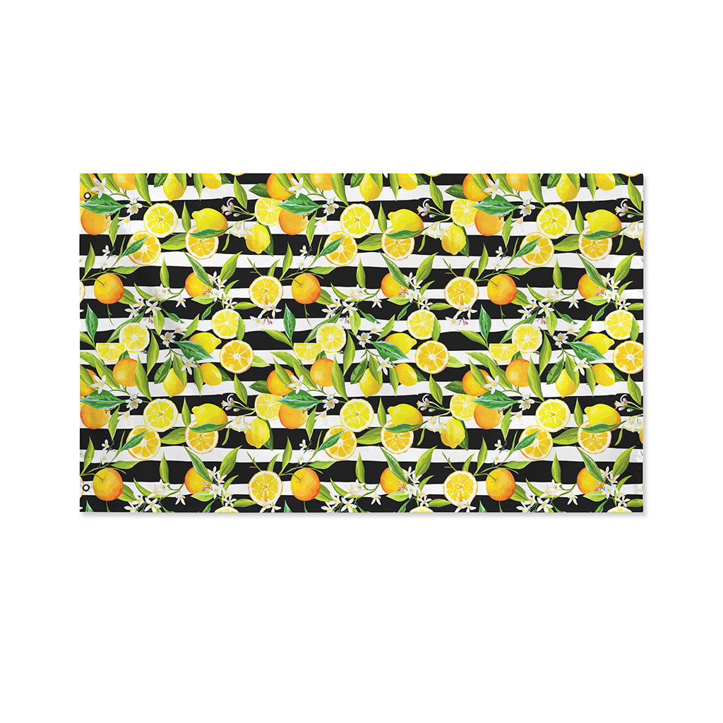 Orange And Lemon Striped Pattern Print Polyester Flag