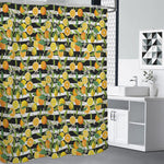 Orange And Lemon Striped Pattern Print Premium Shower Curtain
