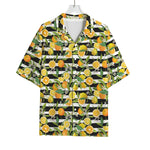Orange And Lemon Striped Pattern Print Rayon Hawaiian Shirt