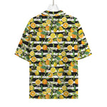 Orange And Lemon Striped Pattern Print Rayon Hawaiian Shirt
