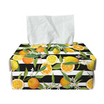 Orange And Lemon Striped Pattern Print Rectangle Tissue Box Cover
