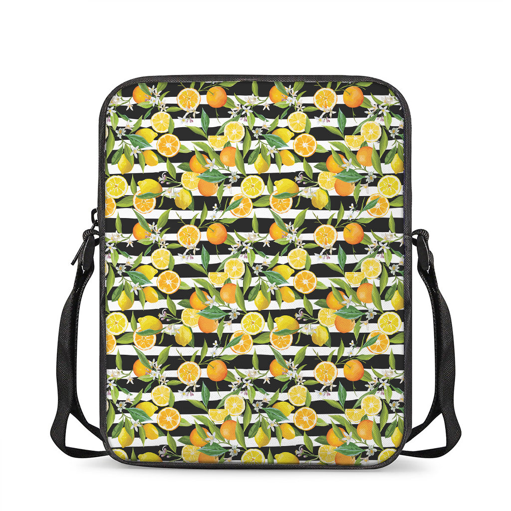 Orange And Lemon Striped Pattern Print Rectangular Crossbody Bag