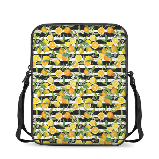 Orange And Lemon Striped Pattern Print Rectangular Crossbody Bag