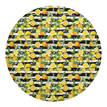 Orange And Lemon Striped Pattern Print Round Blanket