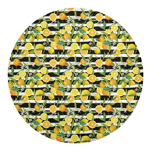 Orange And Lemon Striped Pattern Print Round Blanket