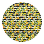 Orange And Lemon Striped Pattern Print Round Blanket