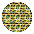 Orange And Lemon Striped Pattern Print Round Floor Mat