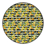 Orange And Lemon Striped Pattern Print Round Floor Mat