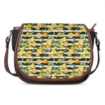 Orange And Lemon Striped Pattern Print Saddle Bag