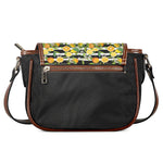 Orange And Lemon Striped Pattern Print Saddle Bag