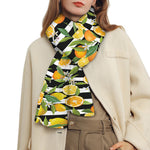 Orange And Lemon Striped Pattern Print Scarf