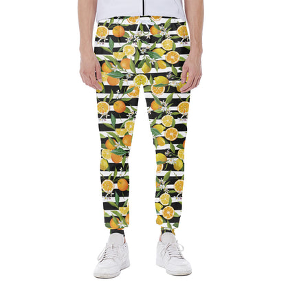 Orange And Lemon Striped Pattern Print Scuba Joggers