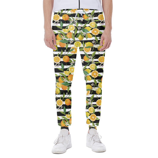 Orange And Lemon Striped Pattern Print Scuba Joggers