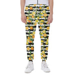Orange And Lemon Striped Pattern Print Scuba Joggers