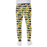Orange And Lemon Striped Pattern Print Scuba Joggers