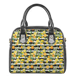 Orange And Lemon Striped Pattern Print Shoulder Handbag