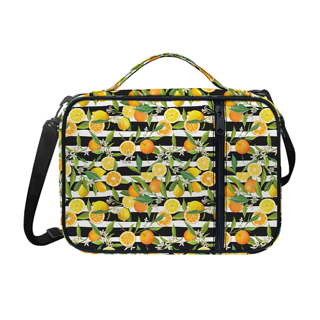 Orange And Lemon Striped Pattern Print Shoulder Strap Bible Bag