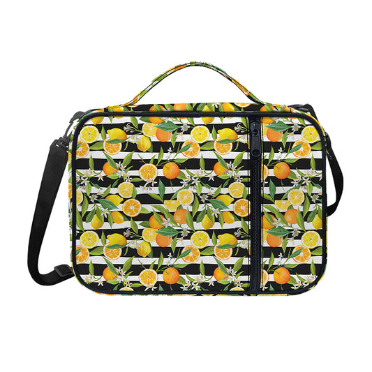 Orange And Lemon Striped Pattern Print Shoulder Strap Bible Bag