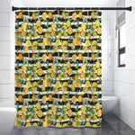 Orange And Lemon Striped Pattern Print Shower Curtain