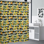 Orange And Lemon Striped Pattern Print Shower Curtain