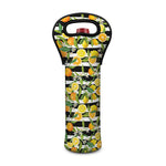 Orange And Lemon Striped Pattern Print Single Neoprene Wine Tote