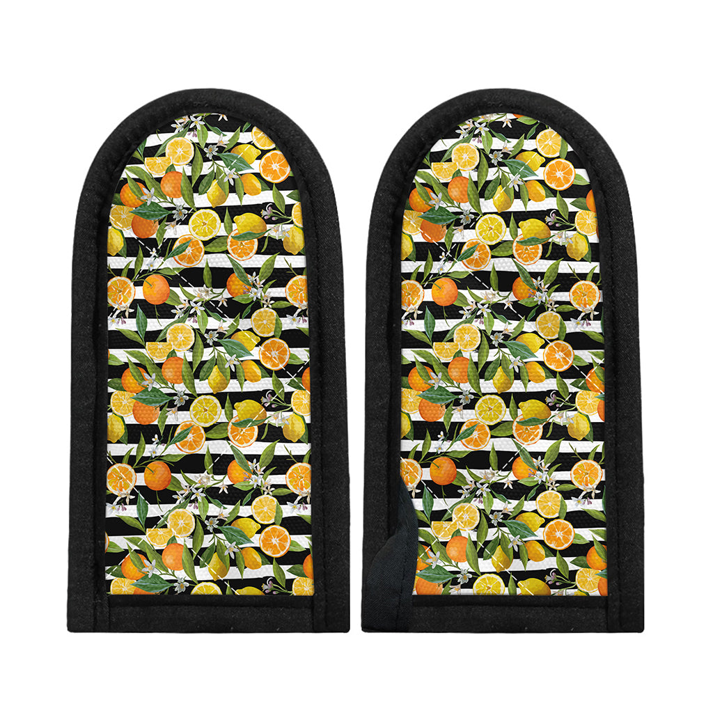 Orange And Lemon Striped Pattern Print Skillet Handle Cover