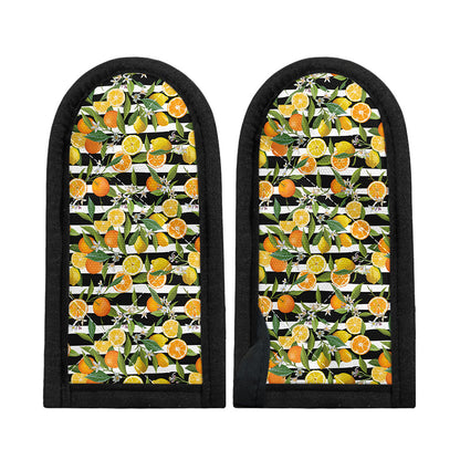 Orange And Lemon Striped Pattern Print Skillet Handle Cover