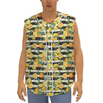 Orange And Lemon Striped Pattern Print Sleeveless Baseball Jersey