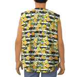 Orange And Lemon Striped Pattern Print Sleeveless Baseball Jersey