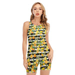 Orange And Lemon Striped Pattern Print Sleeveless One Piece Swimsuit