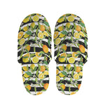 Orange And Lemon Striped Pattern Print Slippers