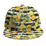 Orange And Lemon Striped Pattern Print Snapback Cap