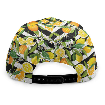 Orange And Lemon Striped Pattern Print Snapback Cap