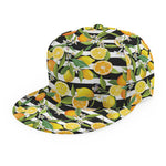 Orange And Lemon Striped Pattern Print Snapback Cap