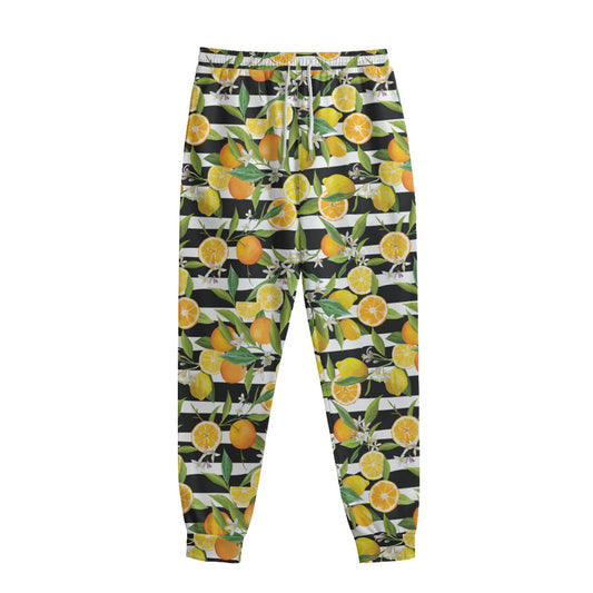 Orange And Lemon Striped Pattern Print Sweatpants