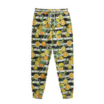 Orange And Lemon Striped Pattern Print Sweatpants