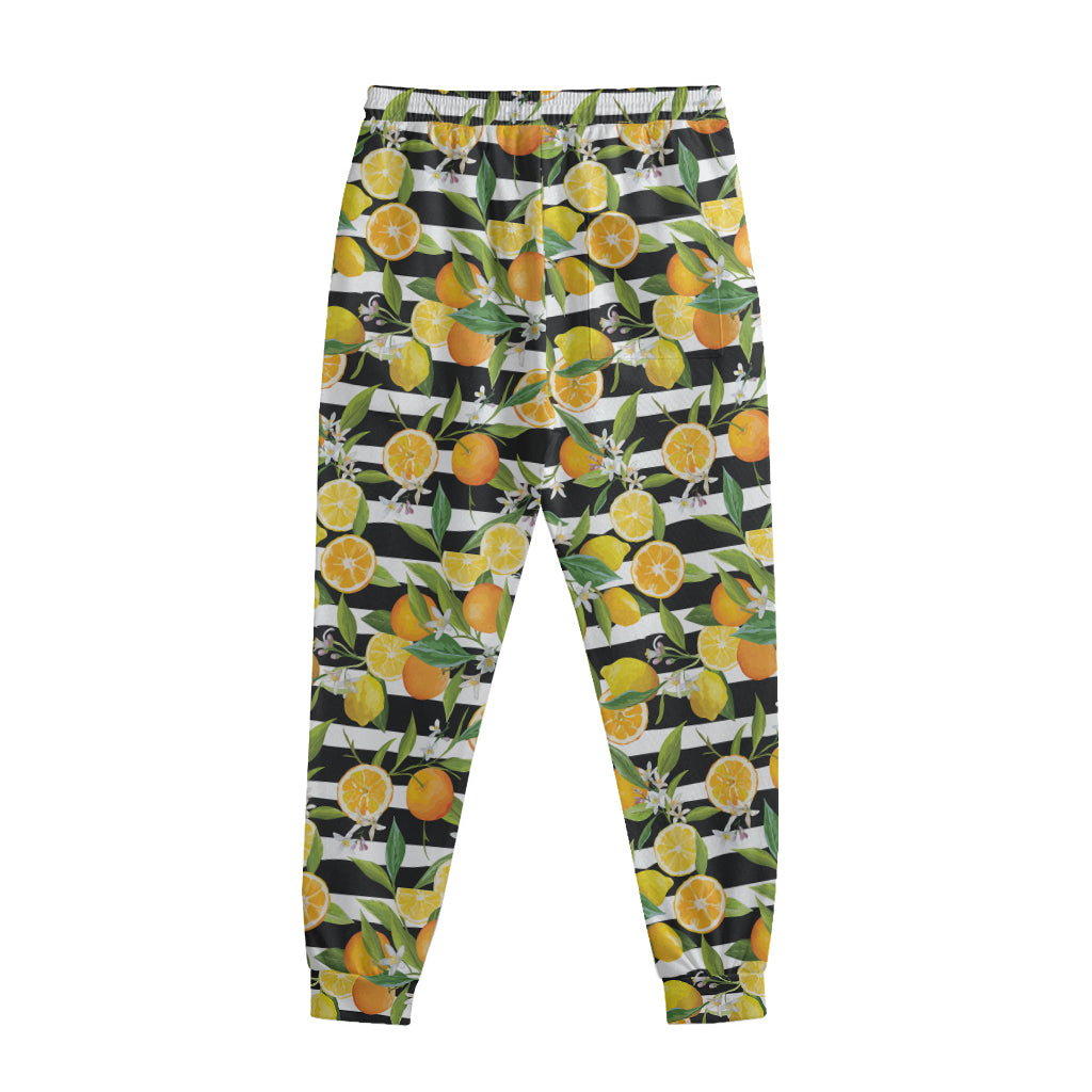 Orange And Lemon Striped Pattern Print Sweatpants