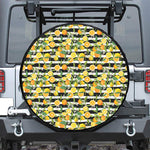 Orange And Lemon Striped Pattern Print Tire Cover