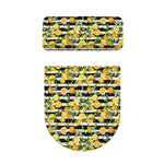 Orange And Lemon Striped Pattern Print Toilet Lid And Tank Cover Set