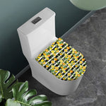 Orange And Lemon Striped Pattern Print Toilet Lid Cover