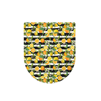 Orange And Lemon Striped Pattern Print Toilet Lid Cover