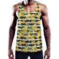 Orange And Lemon Striped Pattern Print Men's Workout Tank Top