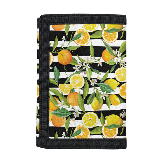 Orange And Lemon Striped Pattern Print Trifold Wallet