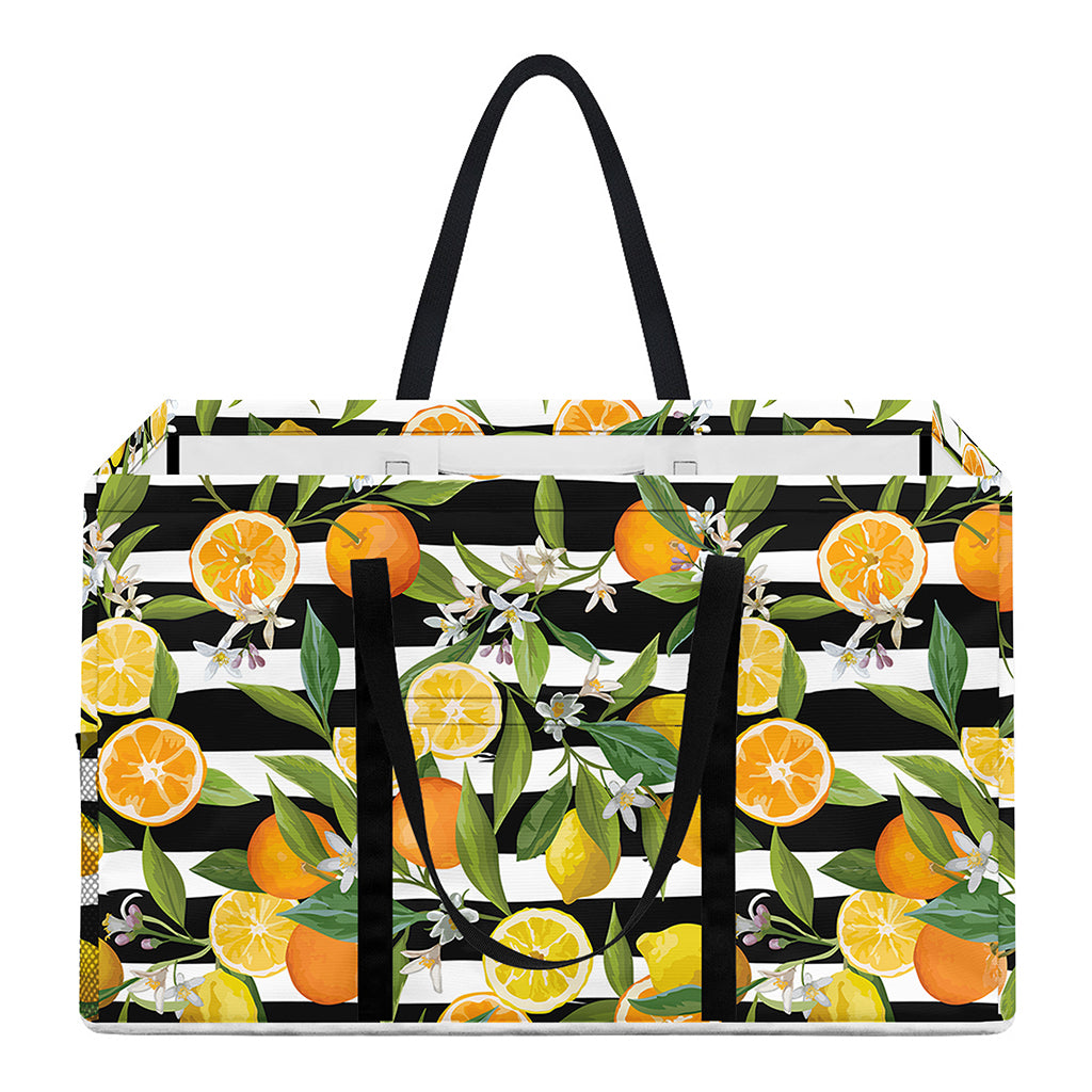 Orange And Lemon Striped Pattern Print Utility Tote Bag