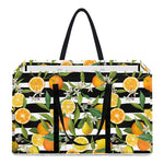 Orange And Lemon Striped Pattern Print Utility Tote Bag