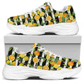 Orange And Lemon Striped Pattern Print White Chunky Shoes