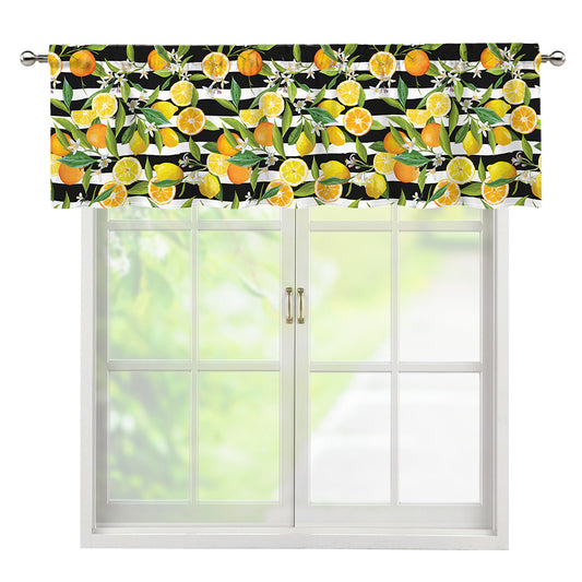 Orange And Lemon Striped Pattern Print Window Valance