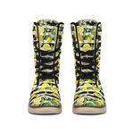 Orange And Lemon Striped Pattern Print Winter Boots